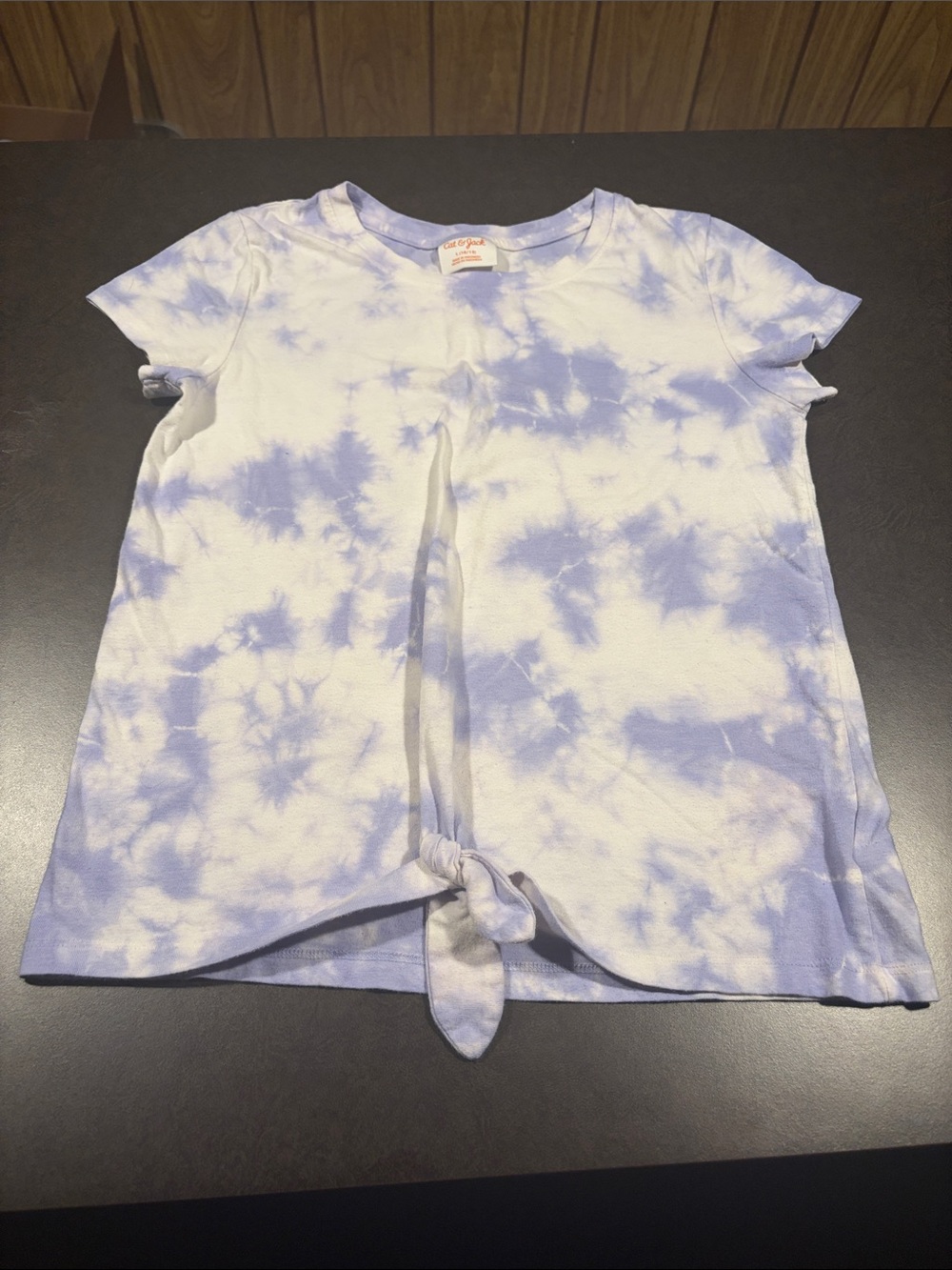 Cat & Jack Lavender & White Tie-Dye Knot Front Tee